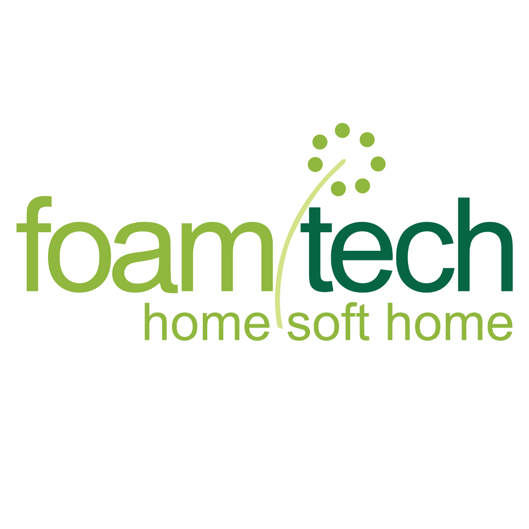 Foamtech Home Soft Home logo in green text with dotted design on transparent background